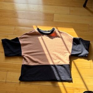 Trendy Color Block Tee - Peach and Navy
